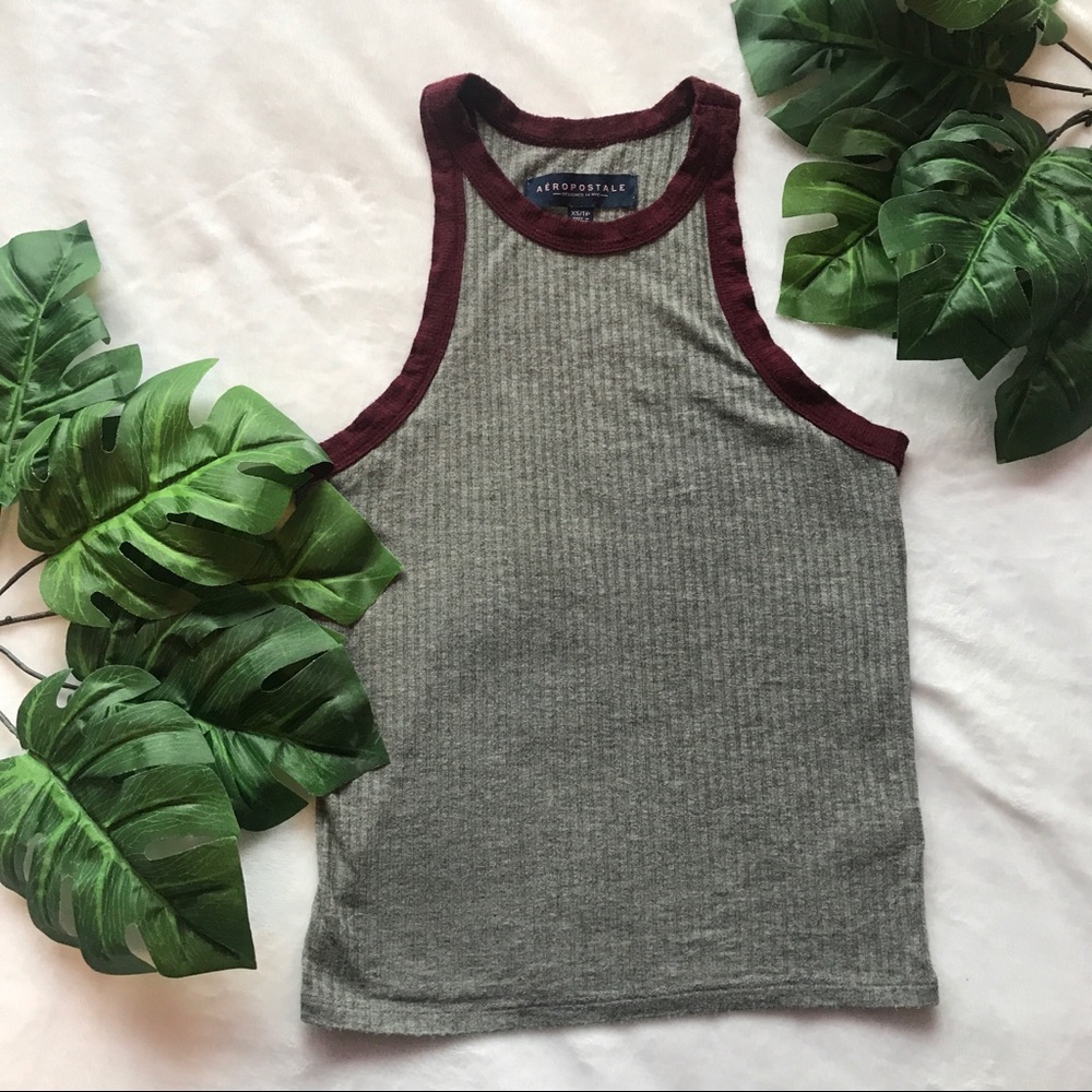 Grey and Maroon Halter Top